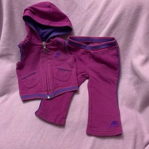 Nike Hooded Pink & Purple Playsuit 12M